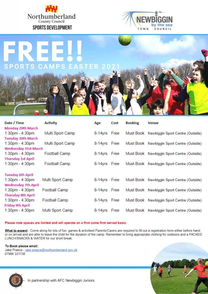 FREE Sports Camps Easter 2021 - Newbiggin by the Sea Town Council