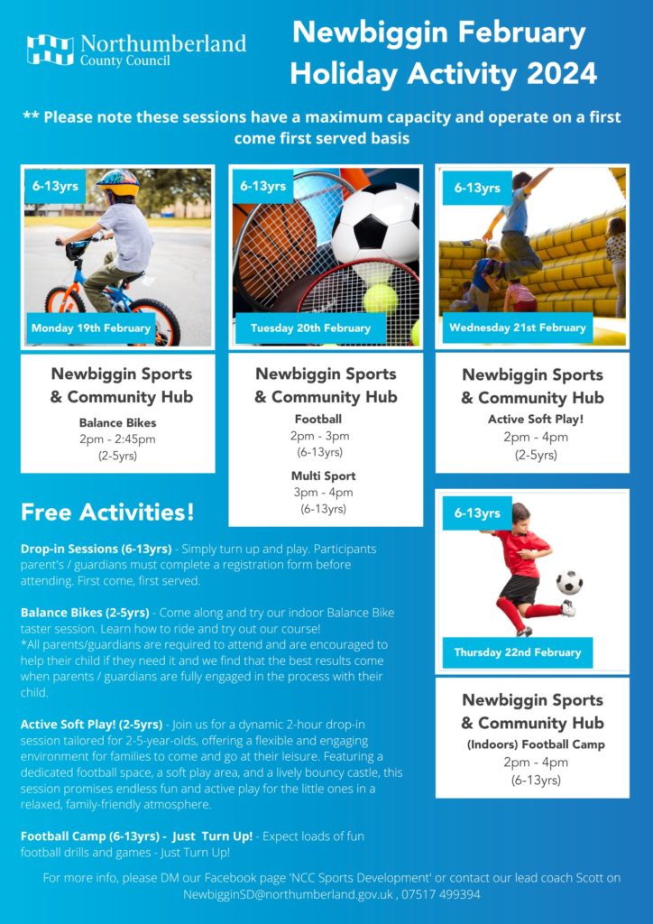 February Half Term Activities 2024 - Newbiggin by the Sea Town Council