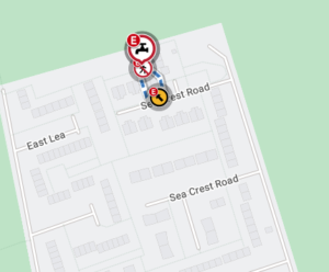 Alert to TTRO for Footway outside 127-130 Sea Crest Road